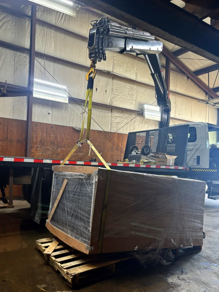 crane truck freight recovery with articulated knuckleboom crane, uprighting vending machine by Up! Up! Lifting