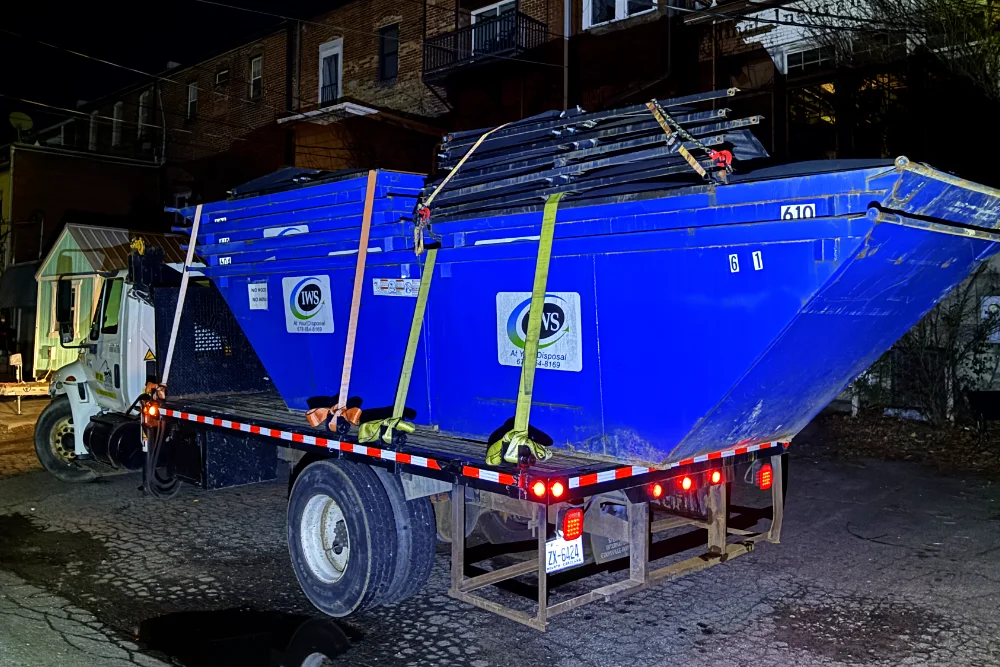 dumpster delivery and placement of multiple 6 yard dumpsters in Waynesville, Maggie Valley, Clyde and Canton by Up! Up! Lifting